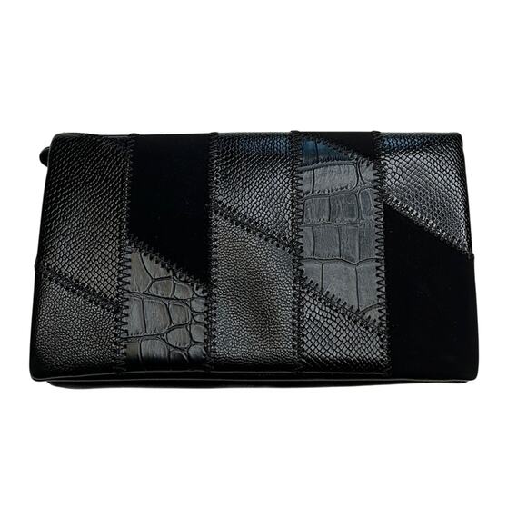 Nine West Black Leather & Suede Animal Print Embossed Wallet, NWT - Picture 1 of 6